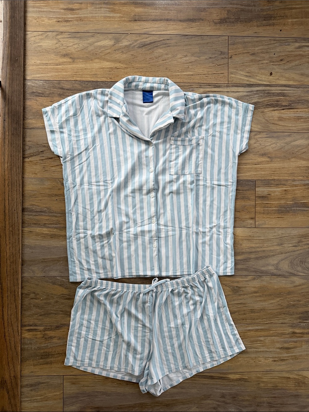 Apt. 9 Light Blue and White Striped Short Pajama Set